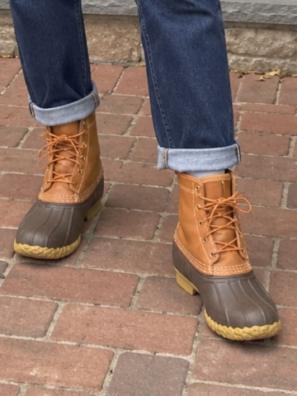 Women's Two-Tone Waterproof Duck Boots in Tan and Brown